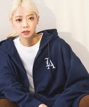 【SAVIER：サビアー】LA ロゴ刺繍 ショート丈 フルジップパーカー 【セットアップ可能】