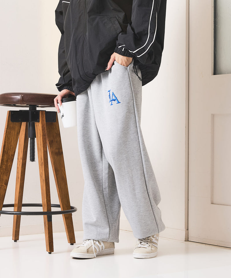 【SAVIER：サビアー】LAロゴ刺繍 スウェットパンツ【セットアップ可能】