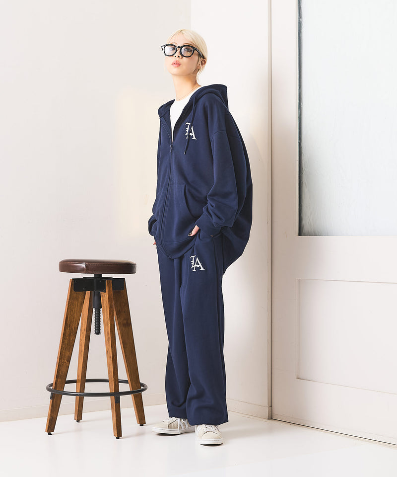 【SAVIER：サビアー】LAロゴ刺繍 スウェットパンツ【セットアップ可能】
