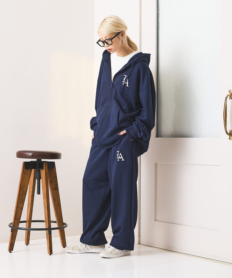 【SAVIER：サビアー】LAロゴ刺繍 スウェットパンツ【セットアップ可能】