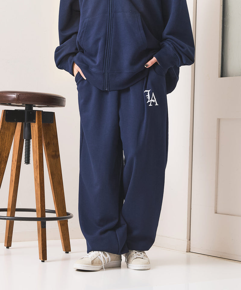 【SAVIER：サビアー】LAロゴ刺繍 スウェットパンツ【セットアップ可能】
