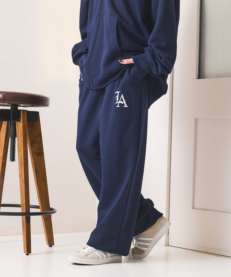 【SAVIER：サビアー】LAロゴ刺繍 スウェットパンツ【セットアップ可能】