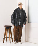 【SAVIER：サビアー】オーバーサイズ フェイクレザー A-2型 フライトブルゾン