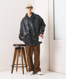 【SAVIER：サビアー】オーバーサイズ フェイクレザー A-2型 フライトブルゾン