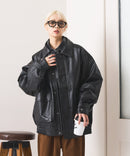 【SAVIER：サビアー】オーバーサイズ フェイクレザー A-2型 フライトブルゾン