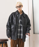 【SAVIER：サビアー】オーバーサイズ フェイクレザー A-2型 フライトブルゾン