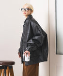 【SAVIER：サビアー】オーバーサイズ フェイクレザー A-2型 フライトブルゾン