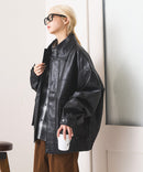 【SAVIER：サビアー】オーバーサイズ フェイクレザー A-2型 フライトブルゾン