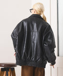 【SAVIER：サビアー】オーバーサイズ フェイクレザー A-2型 フライトブルゾン