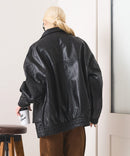 【SAVIER：サビアー】オーバーサイズ フェイクレザー A-2型 フライトブルゾン