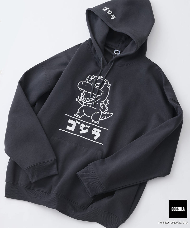 【GODZILLA/ゴジラ】ゴジラ キングギドラ オリジナルデザイン ビッグシルエット 裏起毛 プルオーバーパーカー フーディー ドロップショルダー オーバーサイズ