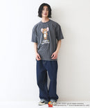 【TOMANDJERRY/トムとジェリー】オリジナルデザイン ジェリー タフィー パウダーブリーチ 加工 Tシャツ ドロップショルダー ビッグシルエット ヴィンテージライク 古着ライク ユニセックス キャラクター