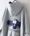 【PEANUTS/ピーナッツ】【ユニセックスデザインでリンクコーデにも◎】MLB×PEANUTS 裏起毛ジップパーカー 保温 キャラクター ドジャース ヤンキース ホワイトソックス