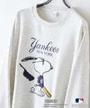 【PEANUTS/ピーナッツ】【ユニセックスデザインでリンクコーデにも◎】MLB×PEANUTS 裏起毛トレーナー 保温 キャラクター ドジャース ヤンキース パイレーツ オフホワイトB柄 ❘ジーンズメイト公式オンラインショップ