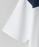 接触冷感 COOLスムース フェイクレイヤード フットボール切り替えリラックスフィットTシャツ  BLUE STANDARD