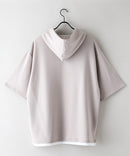 接触冷感 COOLスムース フェイクレイヤード リラックス フィット  Tパーカー BLUE STANDARD