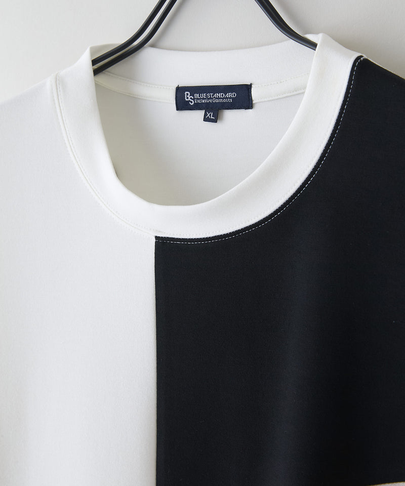 【Blue Standard/ブルースタンダード】接触冷感 COOLスムース フェイクレイヤード リラックスフィット切り替えデザインTシャツ