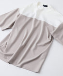 接触冷感 COOLスムース フェイクレイヤード フットボール切り替えリラックスフィットTシャツ  BLUE STANDARD