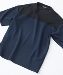 接触冷感 COOLスムース フェイクレイヤード フットボール切り替えリラックスフィットTシャツ  BLUE STANDARD