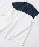 接触冷感 COOLスムース フェイクレイヤード フットボール切り替えリラックスフィットTシャツ  BLUE STANDARD