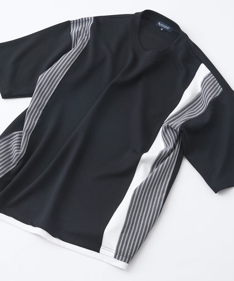 【Blue Standard/ブルースタンダード】接触冷感 COOLスムース フェイクレイヤード リラックスフィット切り替えデザインTシャツ