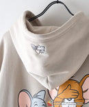 【TOM and JERRY/トムとジェリー】【ユニセックスデザインでリンクコーデにも◎】裏起毛プルオーバーパーカー フーディ 保温 カジュアル キャラクター トム ジェリー タフィー サカナ