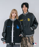 【PEANUTS/ピーナッツ】【ユニセックスデザイン リンクコーデ・カップルコーデにも◎】MLB×PEANUTS スタジアムジャンパー スタジャン オーバーサイズ フェイクレザー ドジャース ヤンキース パドレス ❘ジーンズメイト公式オンラインショップ