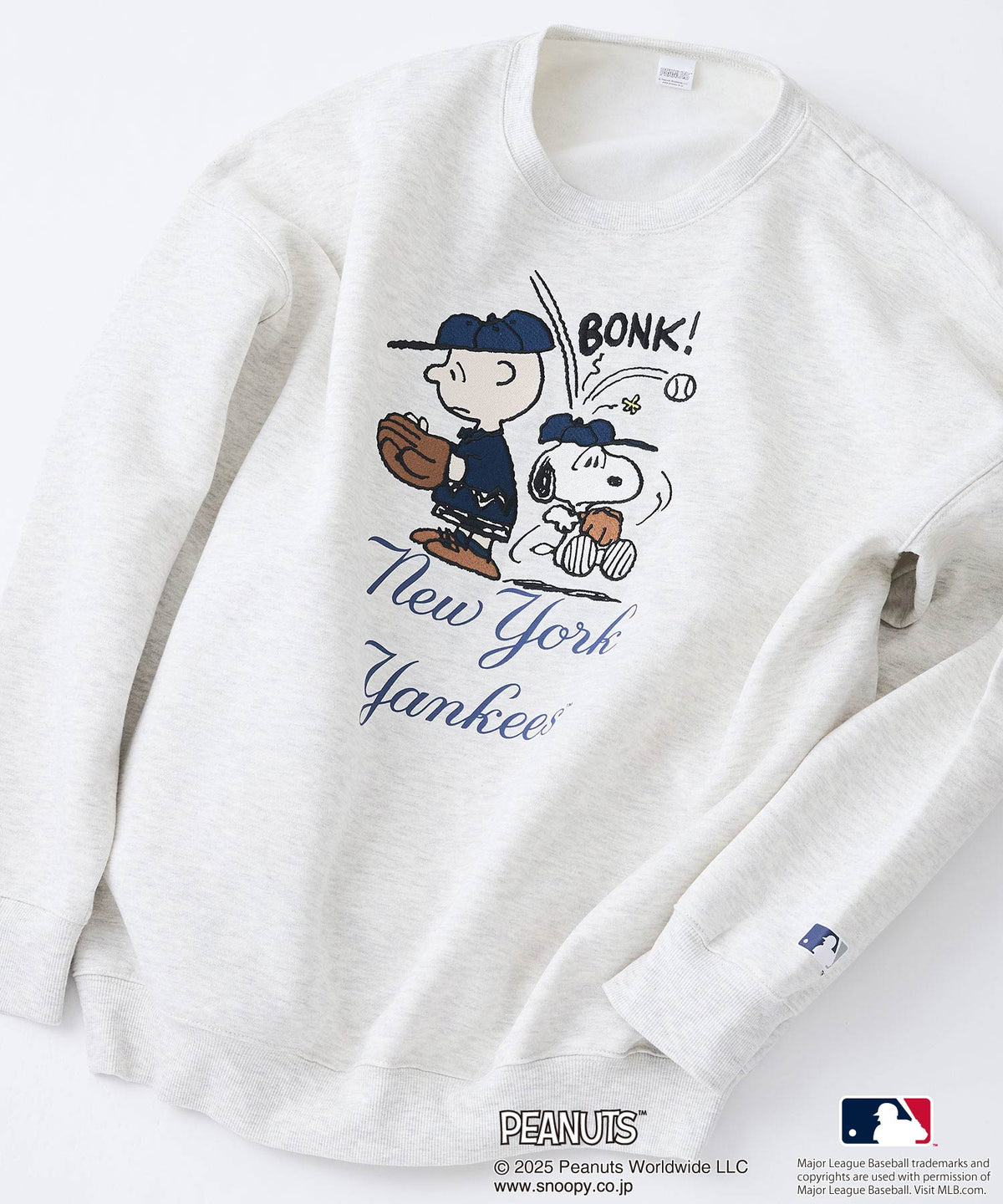 PEANUTS×MLB】オリジナルデザイン 裏起毛トレーナー ヤンキース
