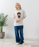 【Monchhichi/モンチッチ】【限定オリジナルデザイン】モンチッチ Tシャツ コットン100% ドロップショルダーシルエット プリント サガラ刺繍 半袖 カットソー キャラクター レトロ ユニセックス