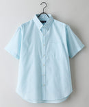 【BLUE STANDARD/ブルースタンダード】【涼しくさらさらな肌ざわりの綿麻シャツ】コットンリネンミックス 半袖ボタンダウンシャツ レギュラーフィット 無地 通気性 清涼感 吸水速乾 紫外線対策