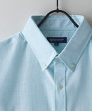 【BLUE STANDARD/ブルースタンダード】【涼しくさらさらな肌ざわりの綿麻シャツ】コットンリネンミックス 半袖ボタンダウンシャツ レギュラーフィット 無地 通気性 清涼感 吸水速乾 紫外線対策
