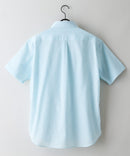 【BLUE STANDARD/ブルースタンダード】【涼しくさらさらな肌ざわりの綿麻シャツ】コットンリネンミックス 半袖ボタンダウンシャツ レギュラーフィット 無地 通気性 清涼感 吸水速乾 紫外線対策