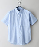 【BLUE STANDARD/ブルースタンダード】【涼しくさらさらな肌ざわりの綿麻シャツ】コットンリネンミックス 半袖ボタンダウンシャツ レギュラーフィット 無地 通気性 清涼感 吸水速乾 紫外線対策