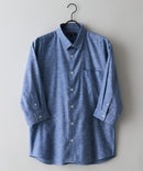 【BLUE STANDARD/ブルースタンダード】【涼しくさらさらな肌ざわりの綿麻シャツ】コットンリネンミックス 7分袖シャツ レギュラーフィット 無地 通気性 清涼感 吸水速乾 紫外線対策