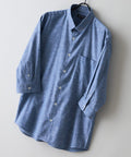 【BLUE STANDARD/ブルースタンダード】【涼しくさらさらな肌ざわりの綿麻シャツ】コットンリネンミックス 7分袖シャツ レギュラーフィット 無地 通気性 清涼感 吸水速乾 紫外線対策