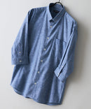 【BLUE STANDARD/ブルースタンダード】【涼しくさらさらな肌ざわりの綿麻シャツ】コットンリネンミックス 7分袖シャツ レギュラーフィット 無地 通気性 清涼感 吸水速乾 紫外線対策
