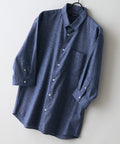【BLUE STANDARD/ブルースタンダード】【涼しくさらさらな肌ざわりの綿麻シャツ】コットンリネンミックス 7分袖シャツ レギュラーフィット 無地 通気性 清涼感 吸水速乾 紫外線対策