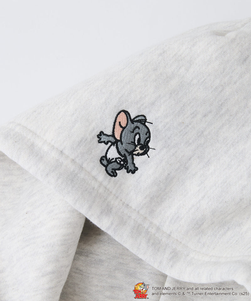【TOM and JERRY/トムとジェリー】オリジナルデザイン 刺繍 プルオーバーパーカー フーディー ジェリー タフィー サカナ ドロップショルダー ビッグシルエット