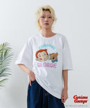 【おさるのジョージ】 オリジナルデザイン 刺繍 Tシャツ ジョージ ドロップショルダー ビッグシルエット ユニセックス キャラクター
