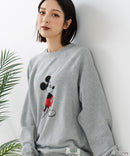 【DISCUS×DISNEY】「ミッキーマウス」キャラクタープリントスウェットトレーナー メンズ レディース ユニセックス