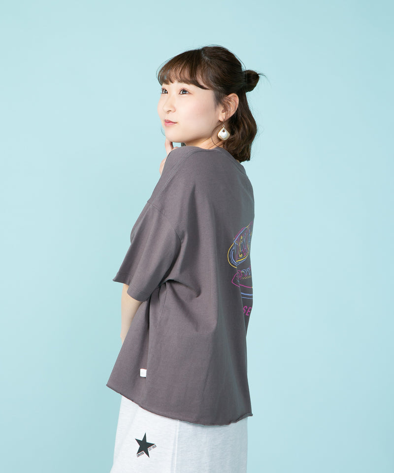 天竺 シューズ プリント Tシャツ CONVERSE コンバース レディース