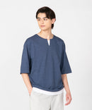汗染み 目立ちにくい フェイク レイヤード 重ね着風 BIG キーネック Tシャツ ZERO STAIN ゼロステイン 防汚 UVカット 撥水 ❘ジーンズメイト公式オンラインショップ