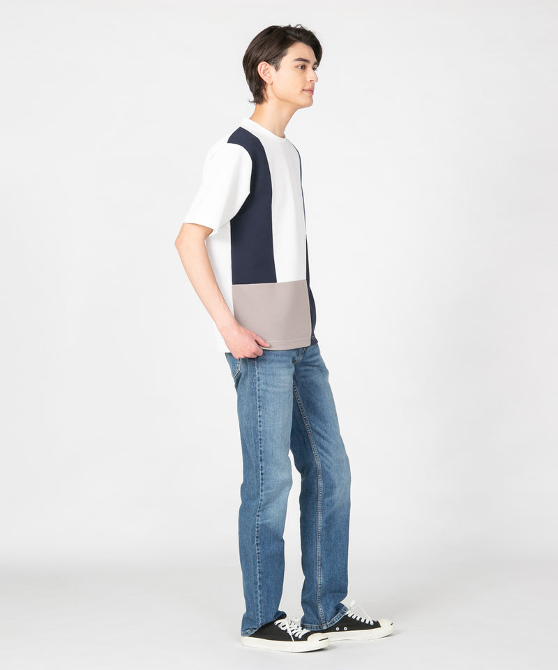 【KAITEKI+】ドライリップル 切替 Tシャツ 快適 吸水速乾 ドライタッチ イージーケア ストレッチ メンズ