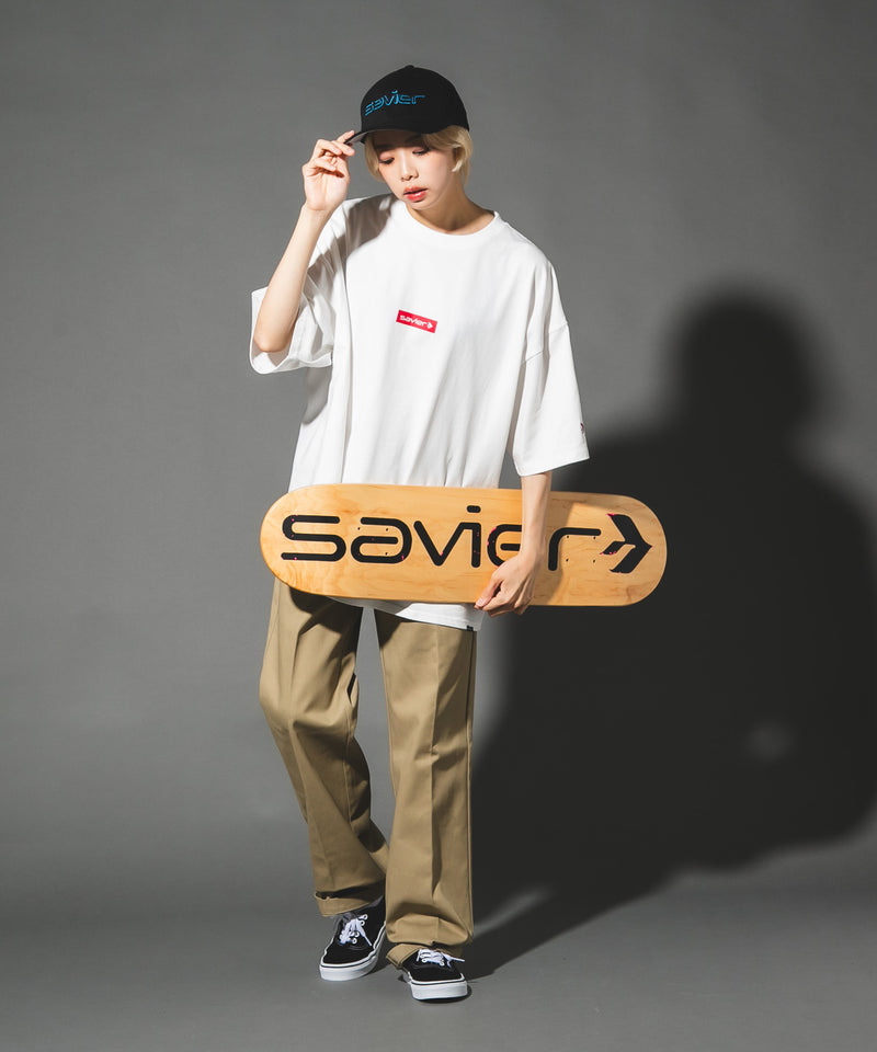 【SAVIER/サビアー】オーバーサイズ ボックスロゴ Tシャツ UVカット