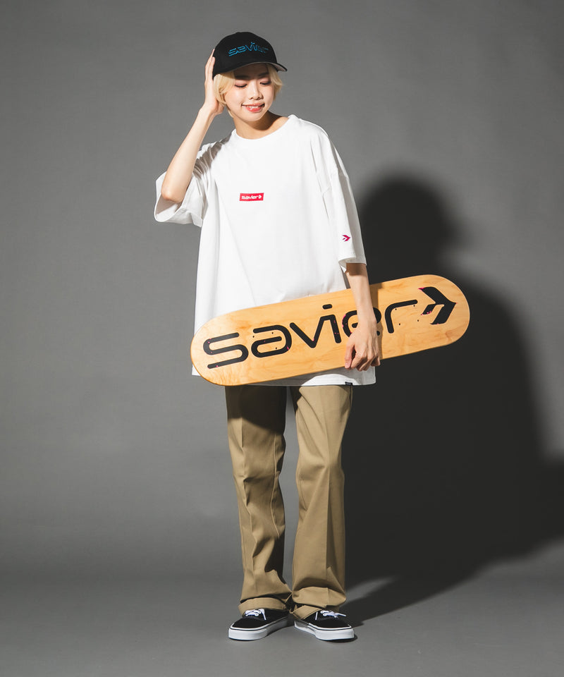 【SAVIER/サビアー】オーバーサイズ ボックスロゴ Tシャツ UVカット