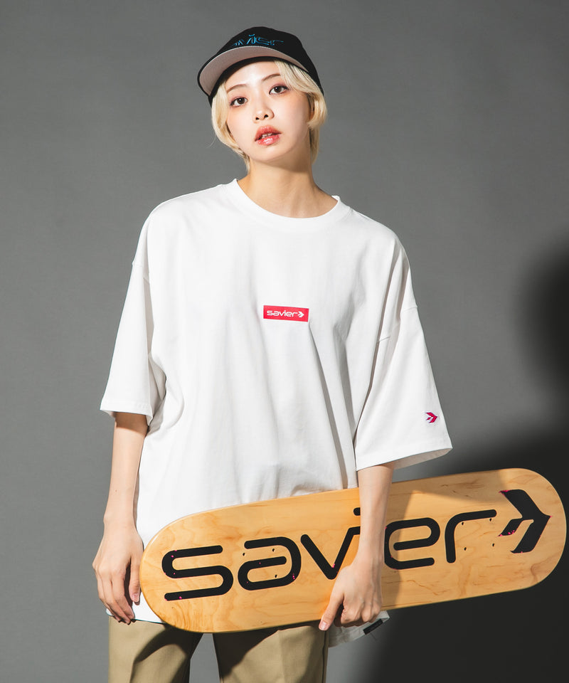 【SAVIER/サビアー】オーバーサイズ ボックスロゴ Tシャツ UVカット