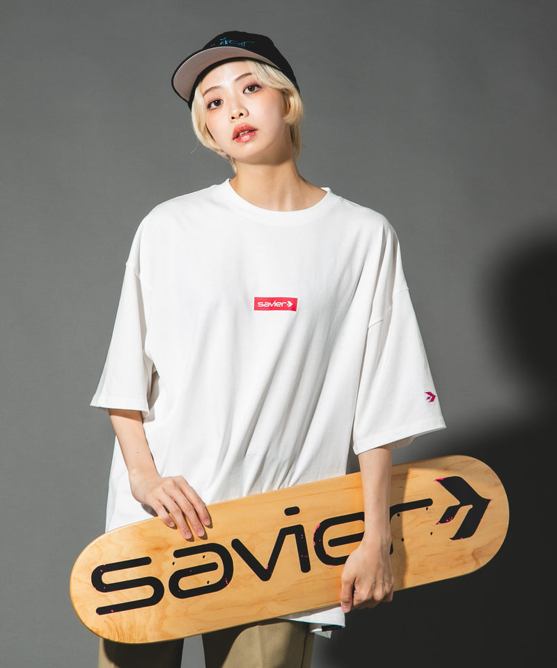 【SAVIER/サビアー】オーバーサイズ ボックスロゴ Tシャツ UVカット