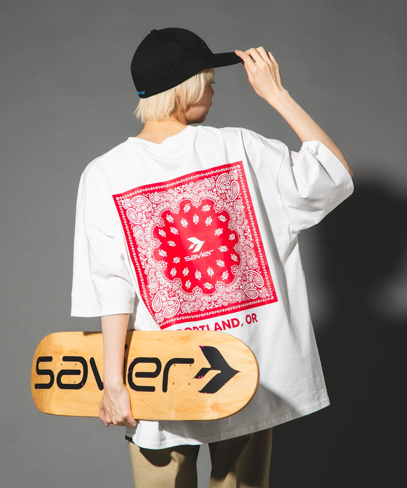 【SAVIER/サビアー】オーバーサイズ ボックスロゴ Tシャツ UVカット