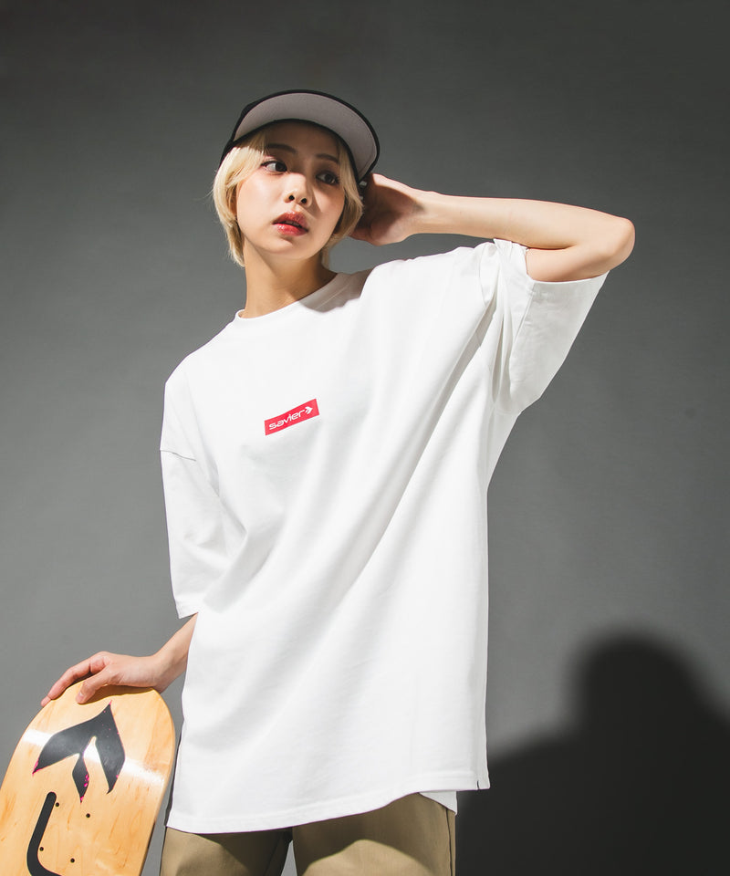 【SAVIER/サビアー】オーバーサイズ ボックスロゴ Tシャツ UVカット