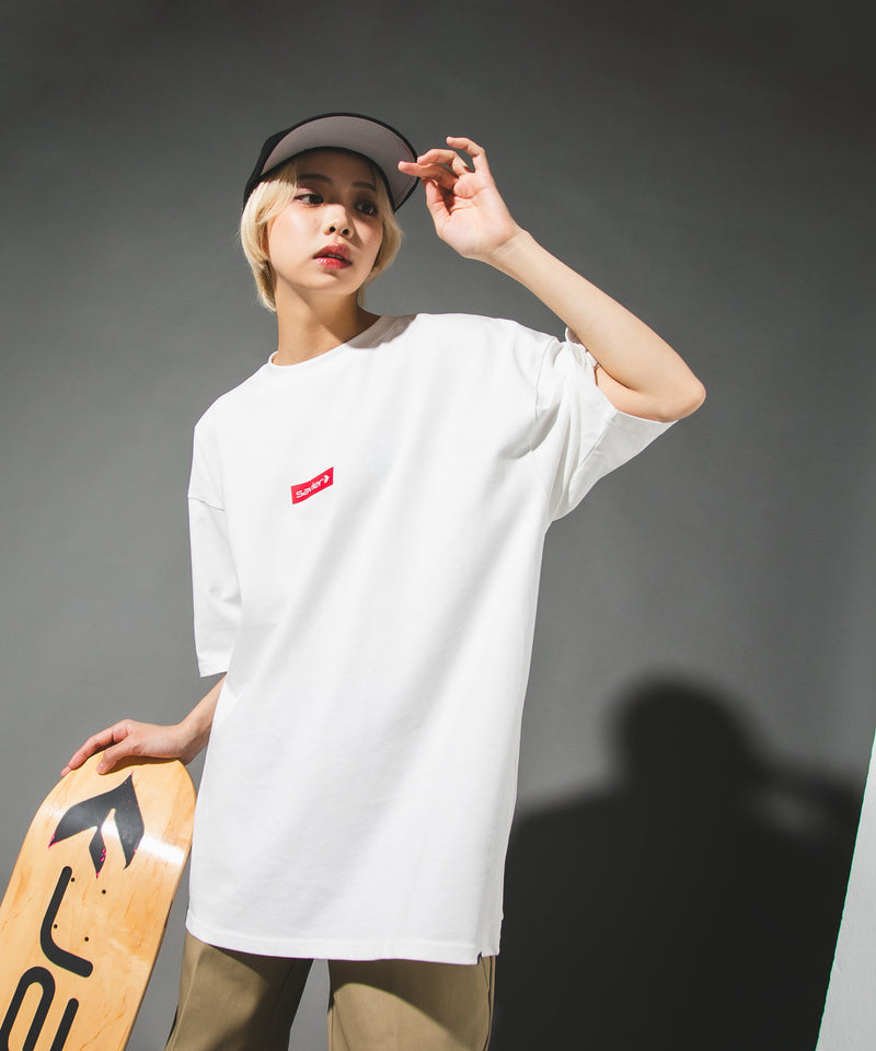 【SAVIER/サビアー】オーバーサイズ ボックスロゴ Tシャツ UVカット